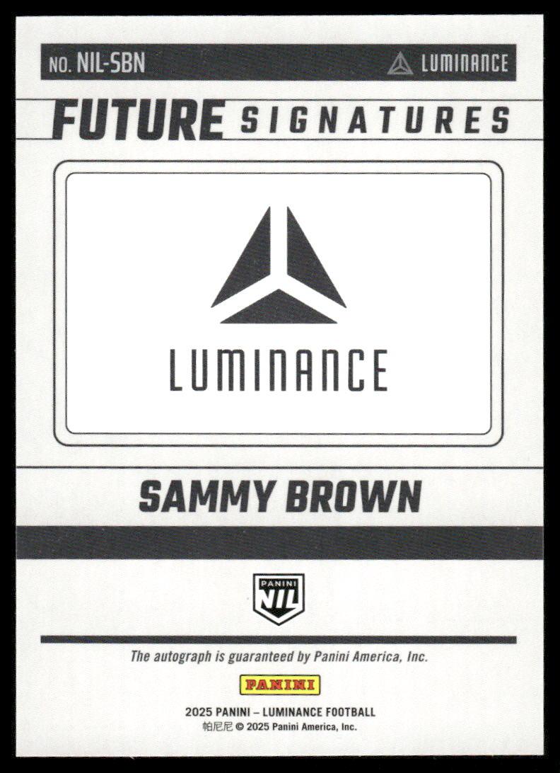 2025 Panini Luminance #NIL-SBN Sammy Brown Future Signatures NIL Green