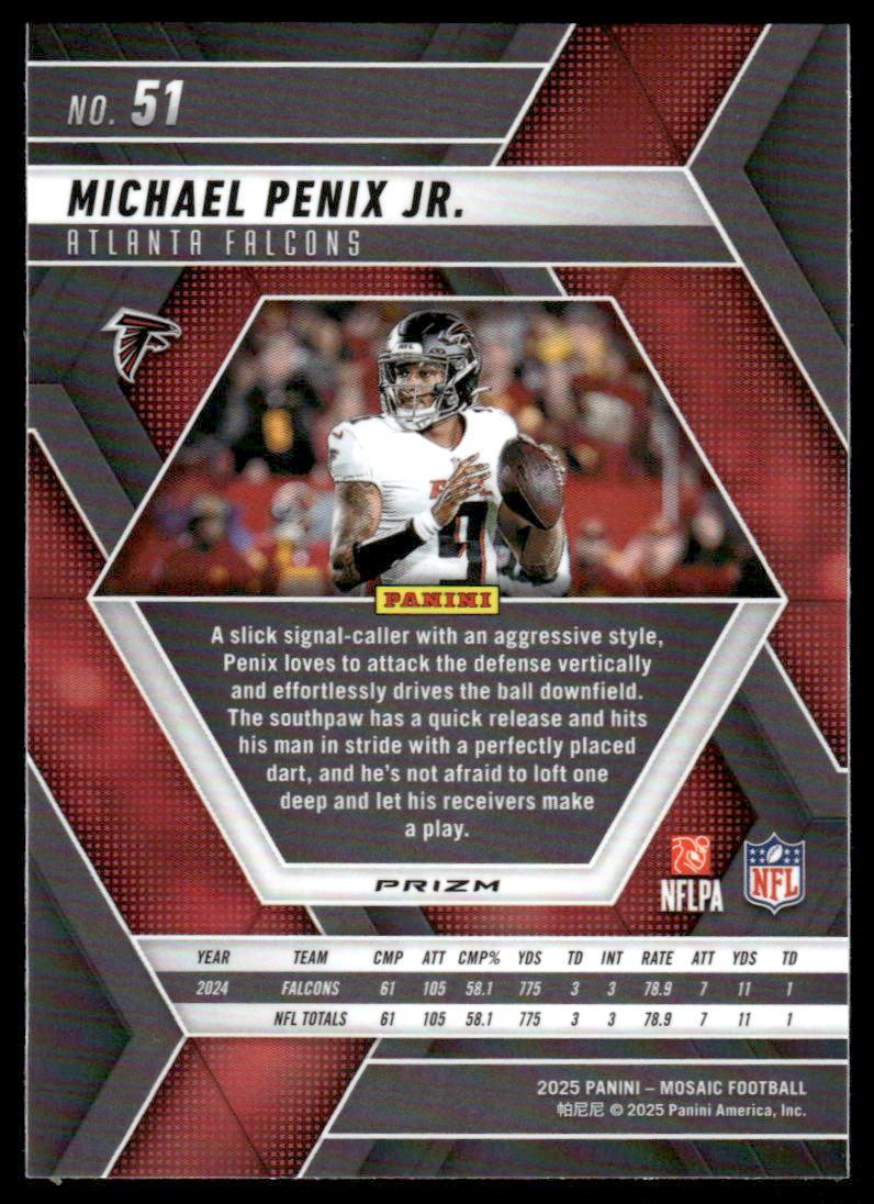 2025 Panini Mosaic #51 Michael Penix Jr. Mosaic Camo Pink