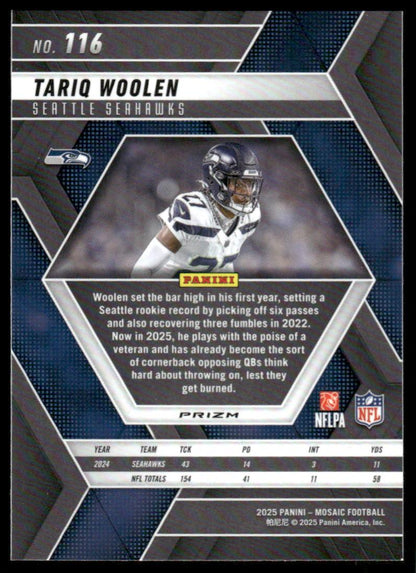 2025 Panini Mosaic #116 Tariq Woolen Mosaic Reactive Blue