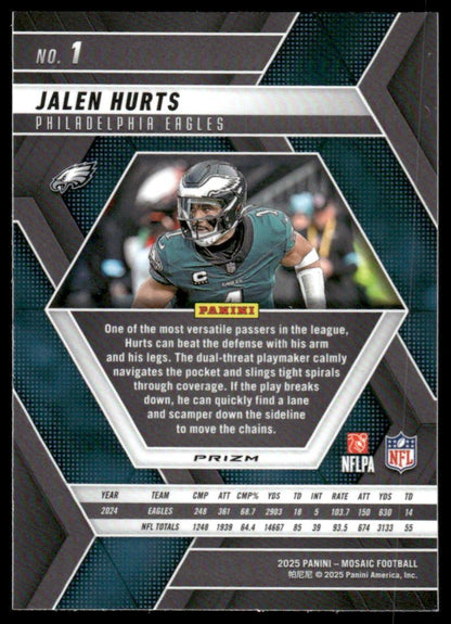2025 Panini Mosaic #1 Jalen Hurts Mosaic reactive blue