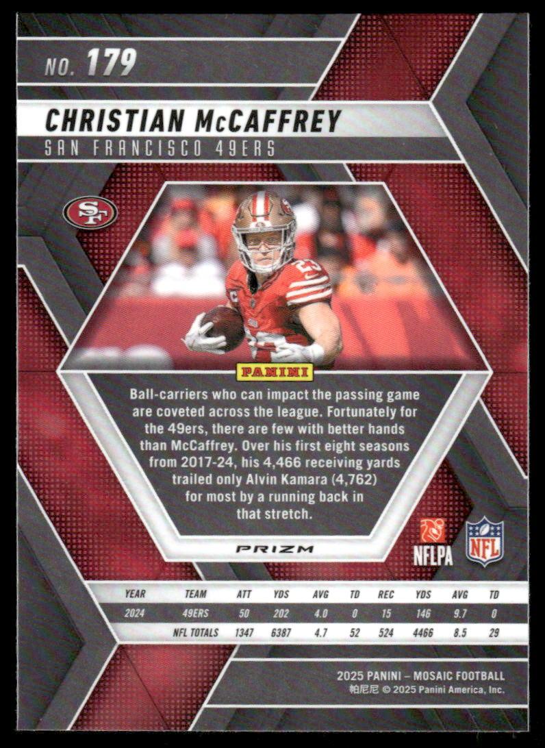 2025 Panini Mosaic #179 Christian McCaffrey Blue Scope