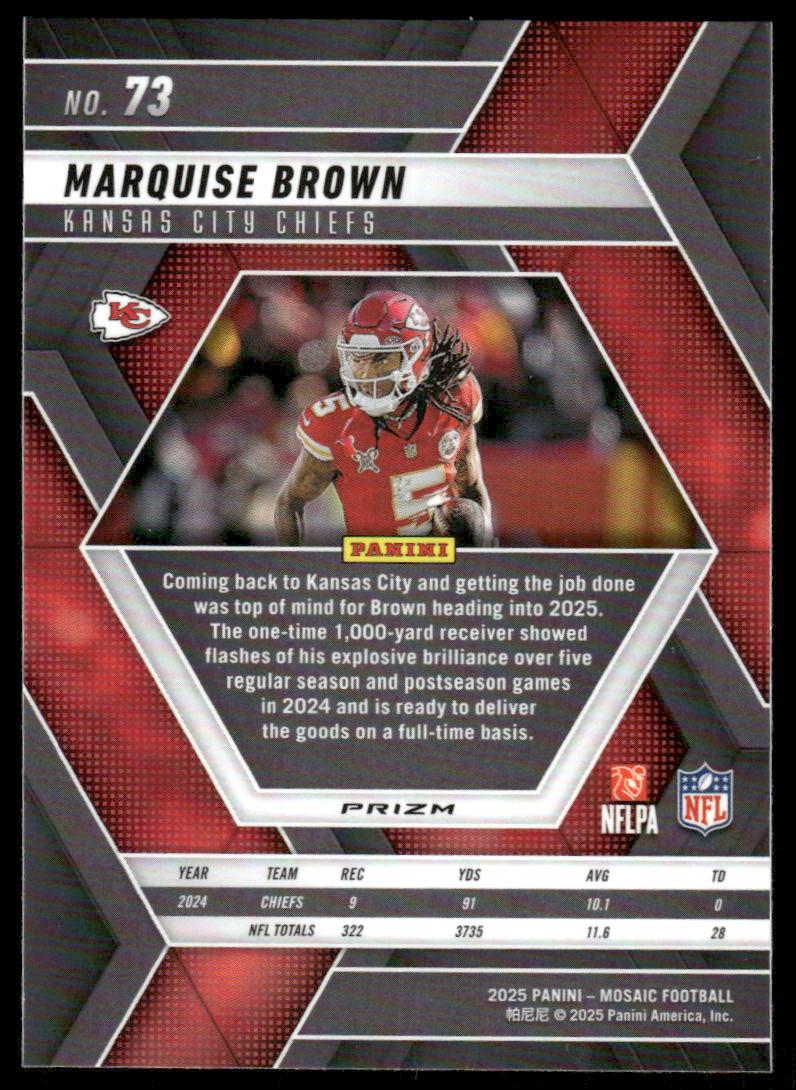 2025 Panini Mosaic #73 Marquise Brown Mosaic Camo Pink