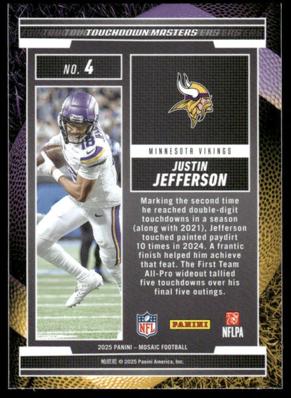2025 Panini Mosaic #4 Justin Jefferson Touchdown Masters Mosaic