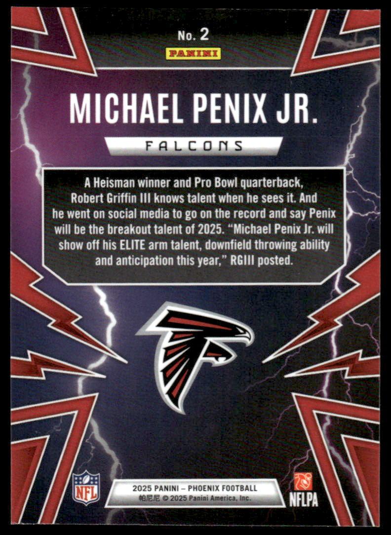 2025 Panini Phoenix #2 Michael Penix Jr. Thunderbirds Silver Hyper Prizm #/299
