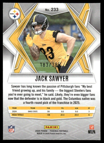2025 Panini Phoenix #233 Jack Sawyer Light Blue Pyramids Prizm #/385
