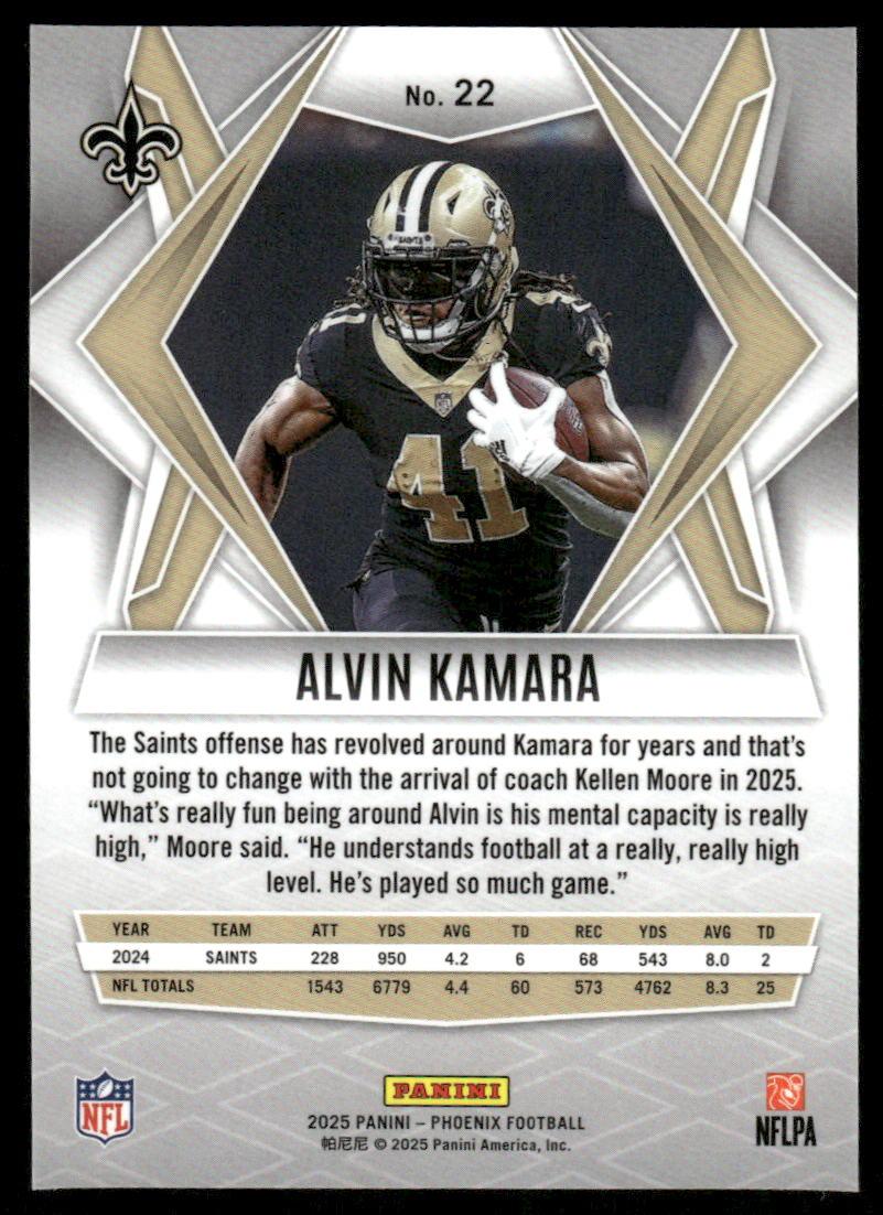 2025 Panini Phoenix #22 Alvin Kamara Silver Pandora Prizm