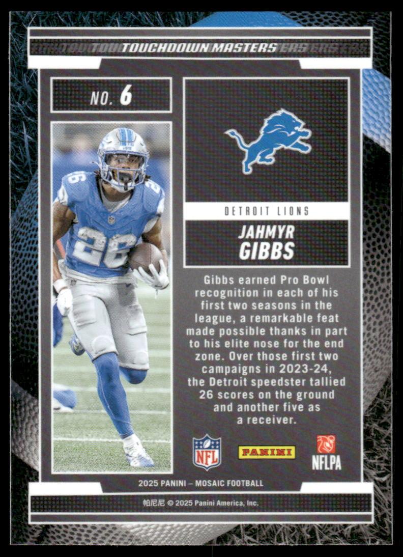 2025 Panini Mosaic #6 Jahmyr Gibbs Touchdown Masters Mosaic