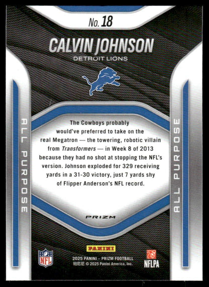 2025 Panini Prizm #18 Calvin Johnson All Purpose Prizms