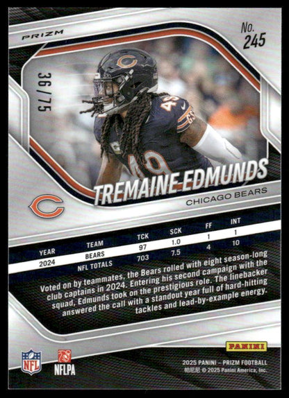 2025 Panini Prizm #245 Tremaine Edmunds Green Scope #/75