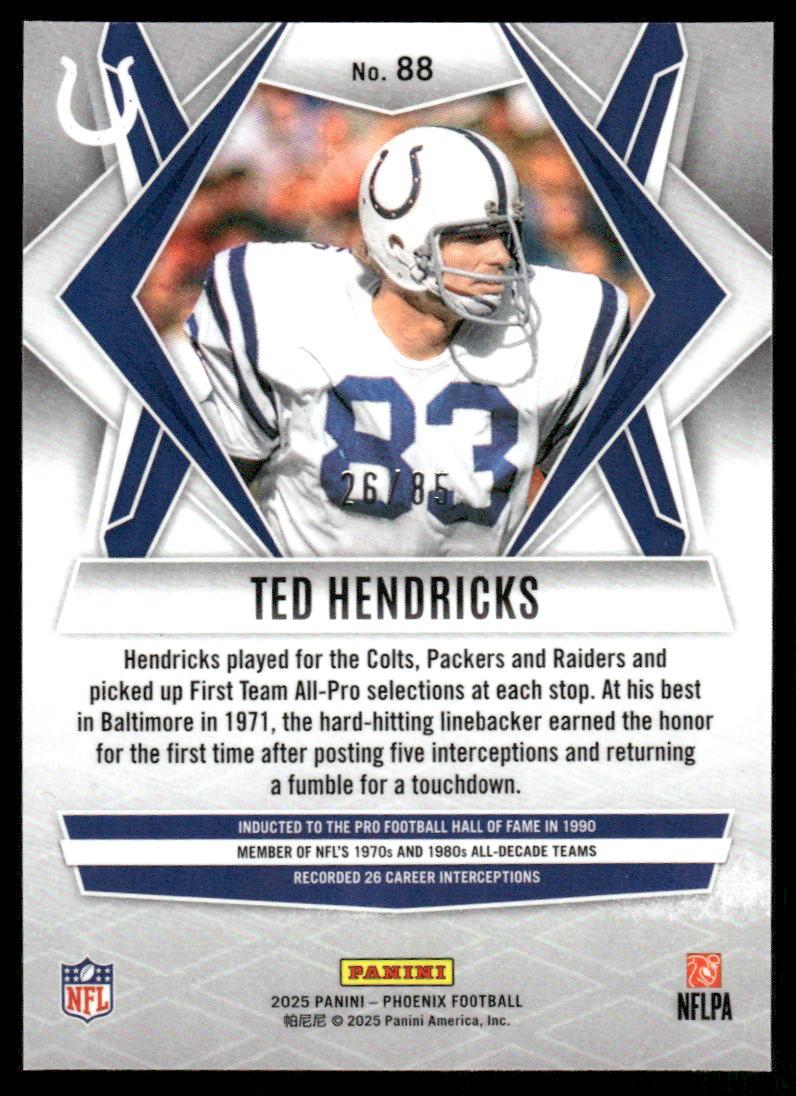 2025 Panini Phoenix #88 Ted Hendricks Light Blue Mojo Prizm #/85