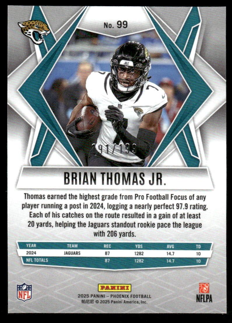 2025 Panini Phoenix #99 Brian Thomas Jr. Red Lazer Prizm #/199