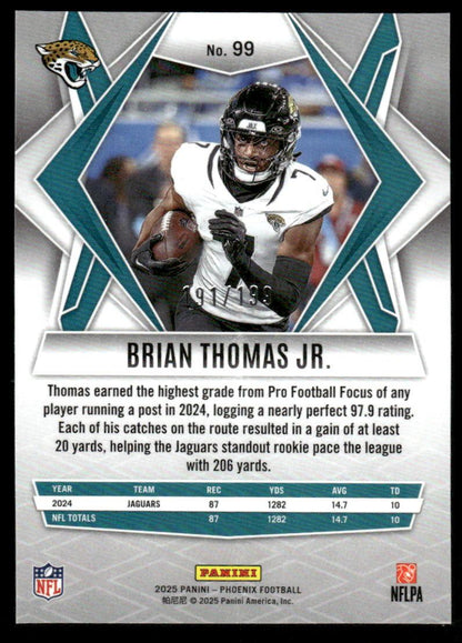 2025 Panini Phoenix #99 Brian Thomas Jr. Red Lazer Prizm #/199