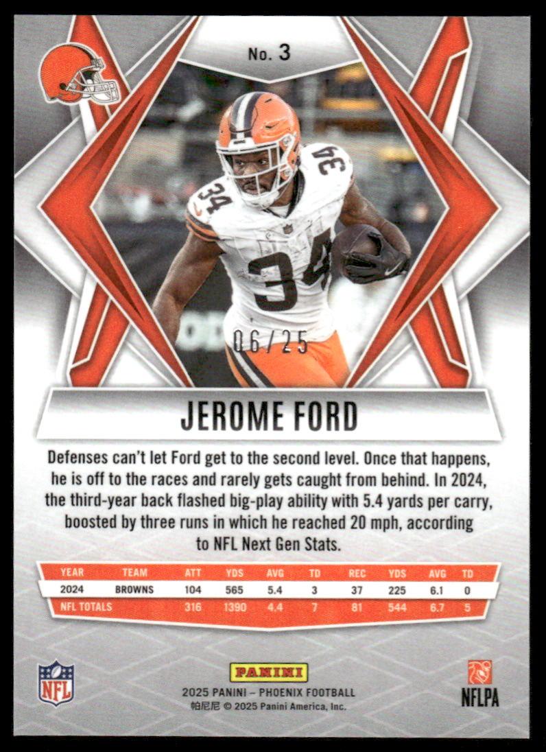 2025 Panini Phoenix #3 Jerome Ford Green Seismic Prizm #/25