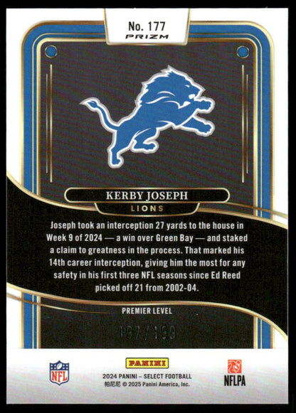 2024 Panini Select #177 Kerby Joseph White Prizm Shock #/199