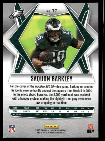 2025 Panini Phoenix #77 Saquon Barkley Red Lazer Prizm #/199