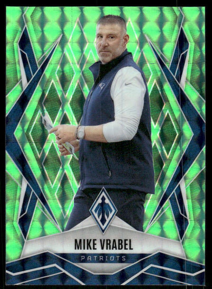 2025 Panini Phoenix #37 Mike Vrabel Lime Green Pyramids Prizm #/285