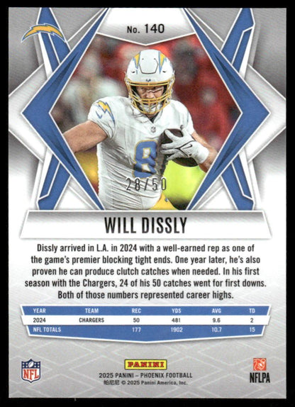 2025 Panini Phoenix #140 Will Dissly Teal Mojo Prizm #/50