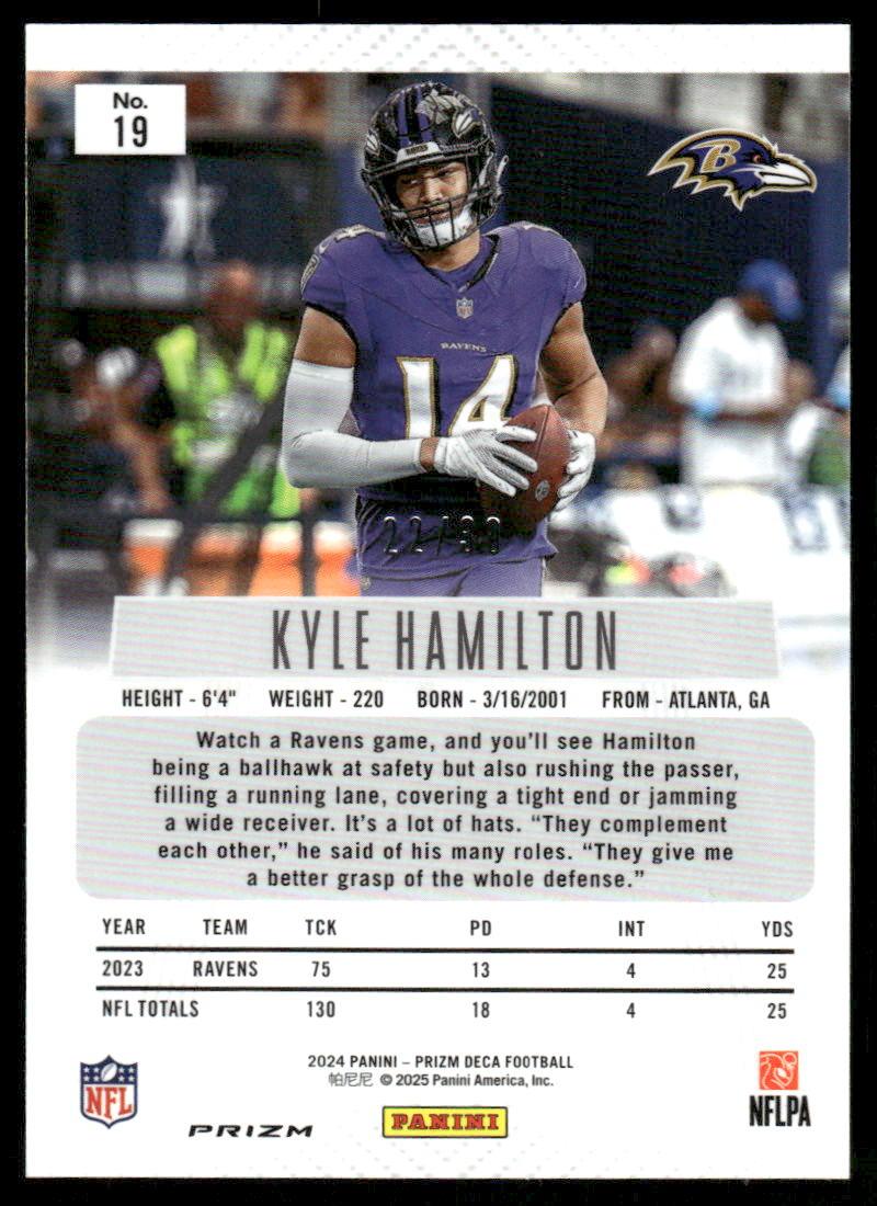 2024 Panini Prizm Deca #19 Kyle Hamilton Mojo Prizms #/30