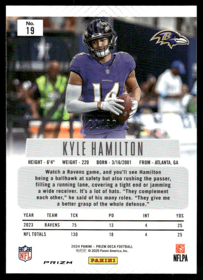 2024 Panini Prizm Deca #19 Kyle Hamilton Mojo Prizms #/30