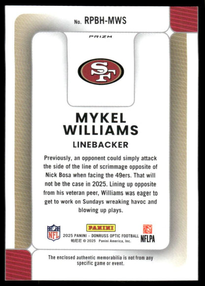 2025 Donruss Optic #RPBH-MWS Mykel Williams Rookie Phenoms Blue Hyper