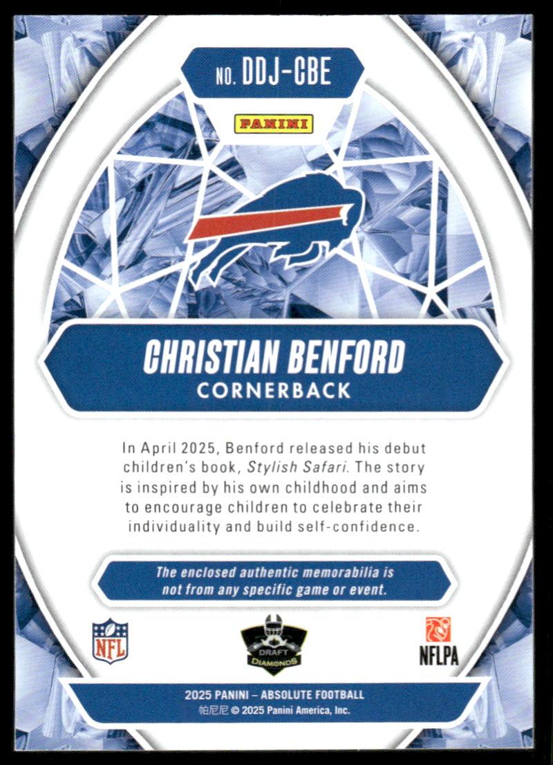 2025 Panini Absolute #DDJ-CBE Christian Benford Draft Diamonds Jersey