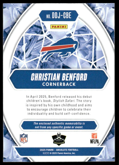 2025 Panini Absolute #DDJ-CBE Christian Benford Draft Diamonds Jersey