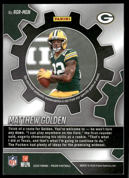 2025 Panini Prizm #RGR-MGN Matthew Golden Rookie Gear