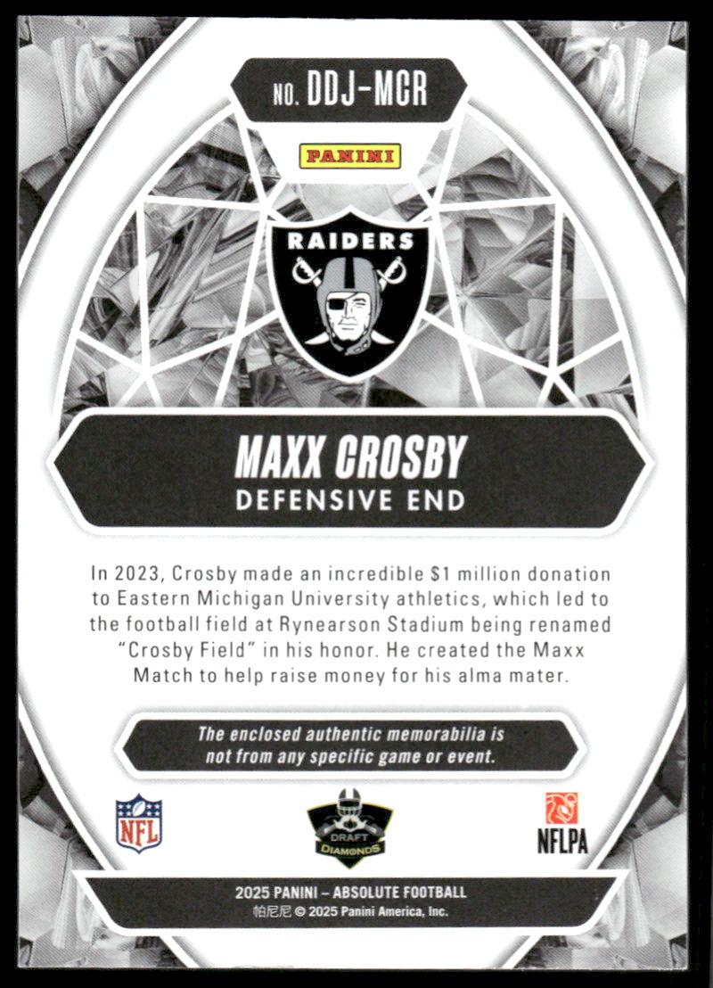 2025 Panini Absolute #DDJ-MCR Maxx Crosby Draft Diamonds Jersey