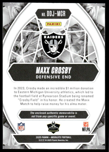 2025 Panini Absolute #DDJ-MCR Maxx Crosby Draft Diamonds Jersey