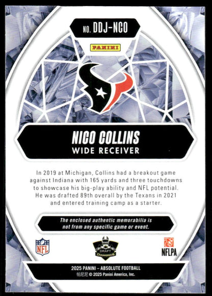 2025 Panini Absolute #DDJ-NCO Nico Collins Draft Diamonds Jersey