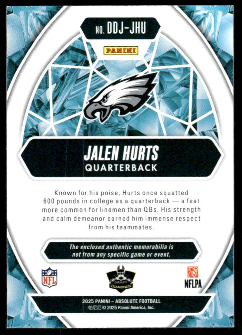 2025 Panini Absolute #DDJ-JHU Jalen Hurts Draft Diamonds Jersey