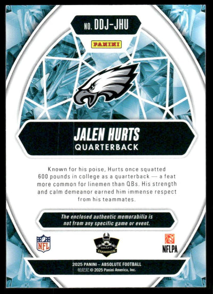 2025 Panini Absolute #DDJ-JHU Jalen Hurts Draft Diamonds Jersey