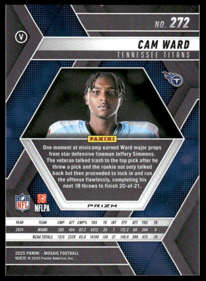 2025 Panini Mosaic #272 Cam Ward Blue Scope