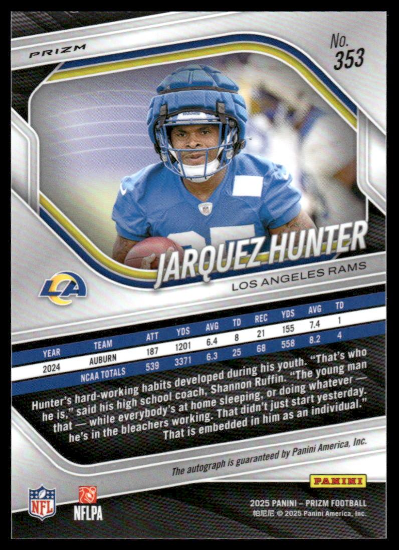 2025 Panini Prizm #353 Jarquez Hunter Prizm Autographs Silver