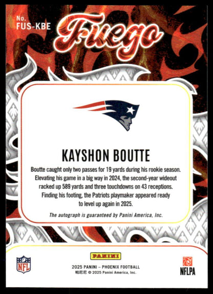 2025 Panini Phoenix #FUS-KBE Kayshon Boutte Fuego Signatures