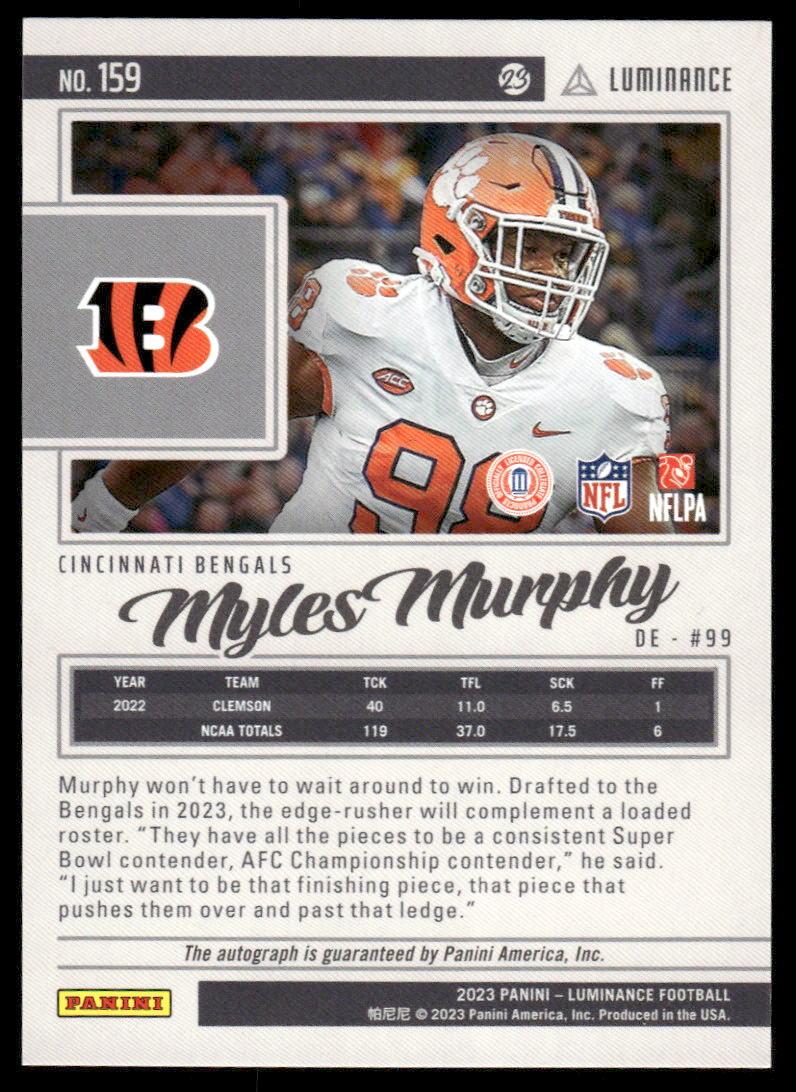 2023 Panini Luminance #159 Myles Murphy Autographs #/350