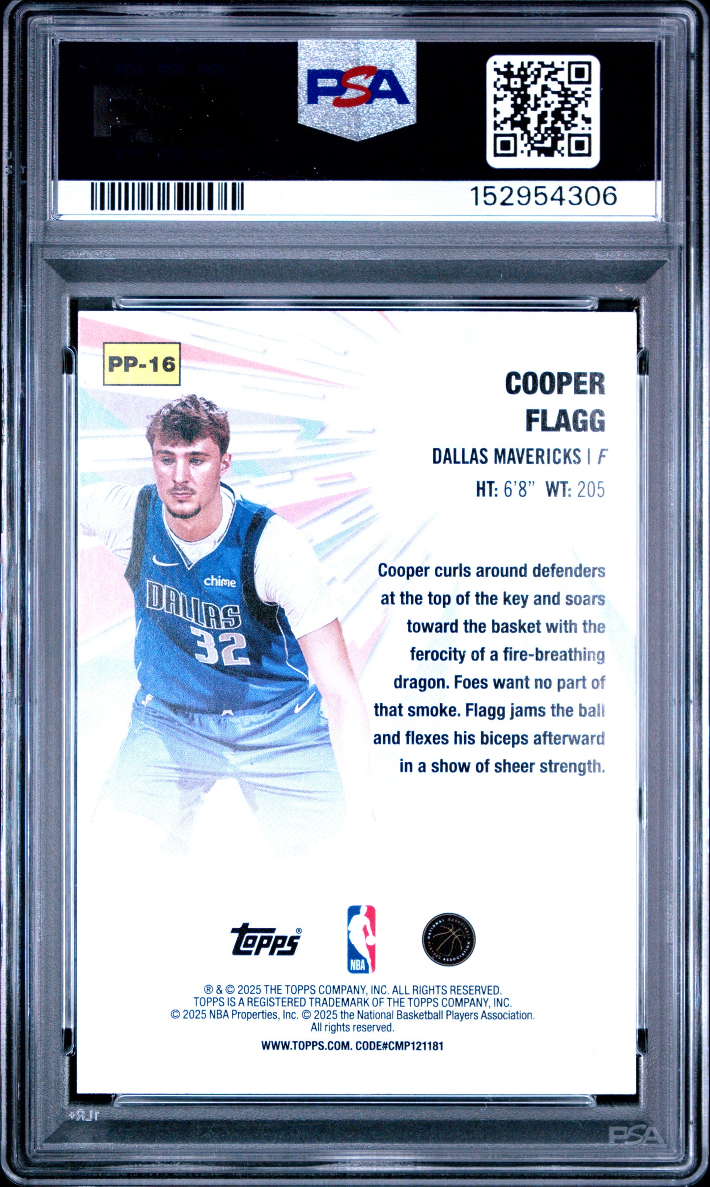 2025 Topps Power Players #PP-16 Cooper Flagg PSA 9