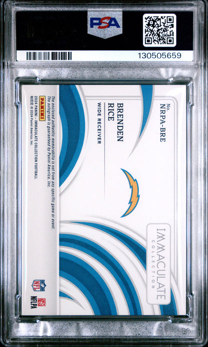 Brenden Rice2024 Panini Immaculate Collection Rookie Patch Autographs PSA 8
