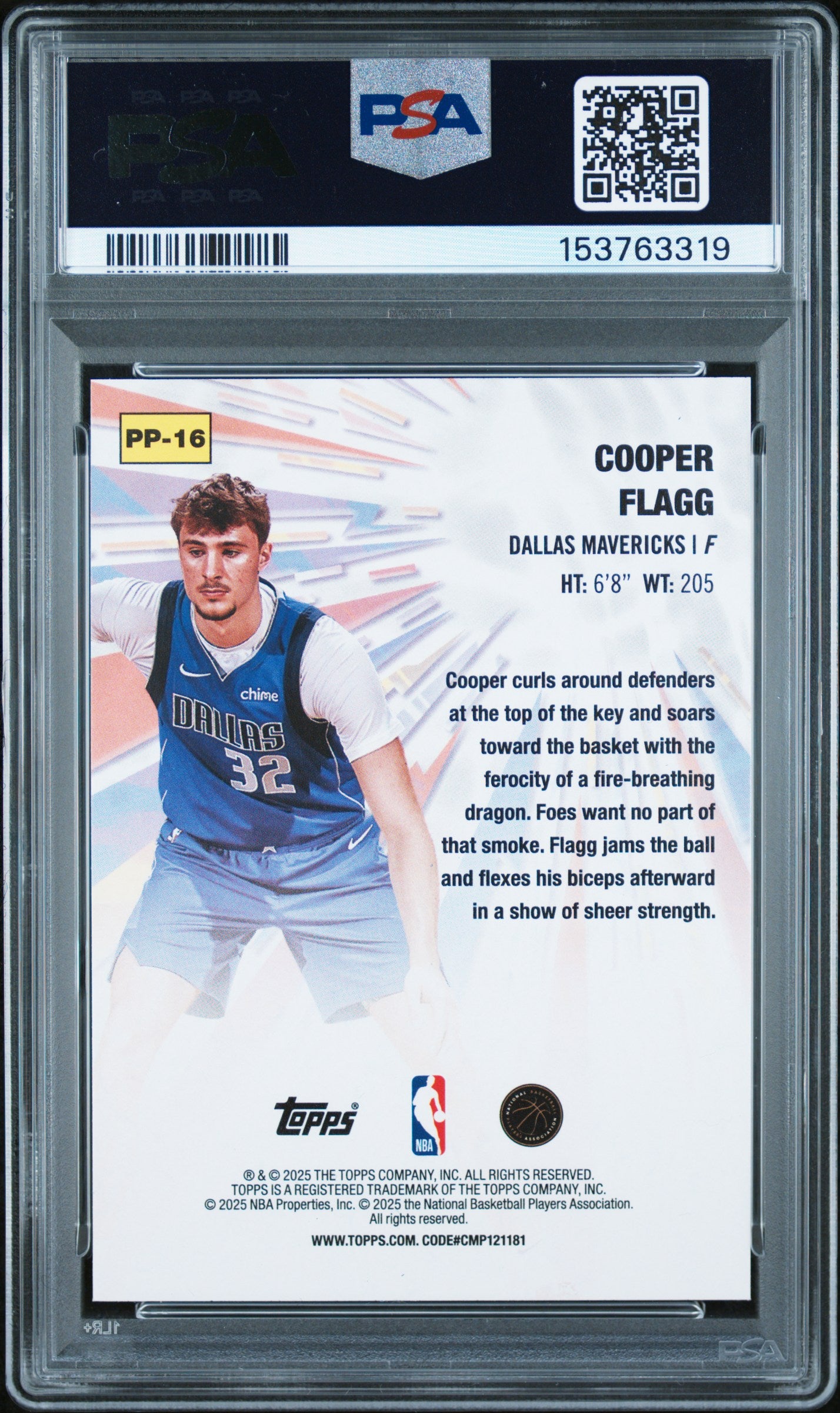 2025 Topps Power Players #PP-16 Cooper Flagg Power Players-Holo Foil PSA 10