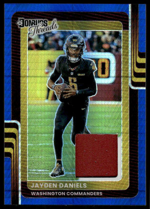 2025 Donruss Optic #DTBH-JDS Jayden Daniels Donruss Threads Blue Hyper