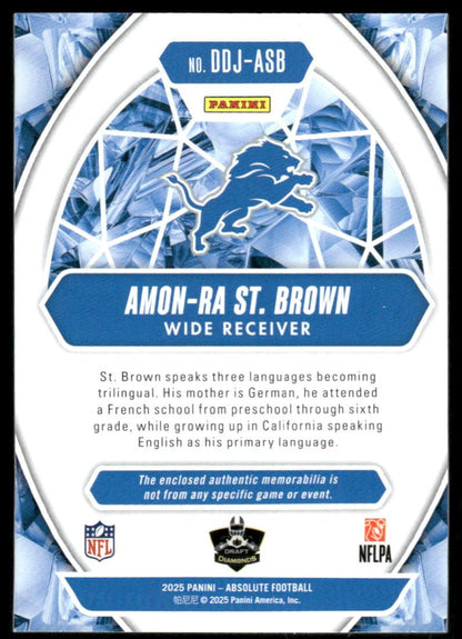 2025 Panini Absolute #DDJ-ASB Amon-Ra St. Brown Draft Diamonds Jersey