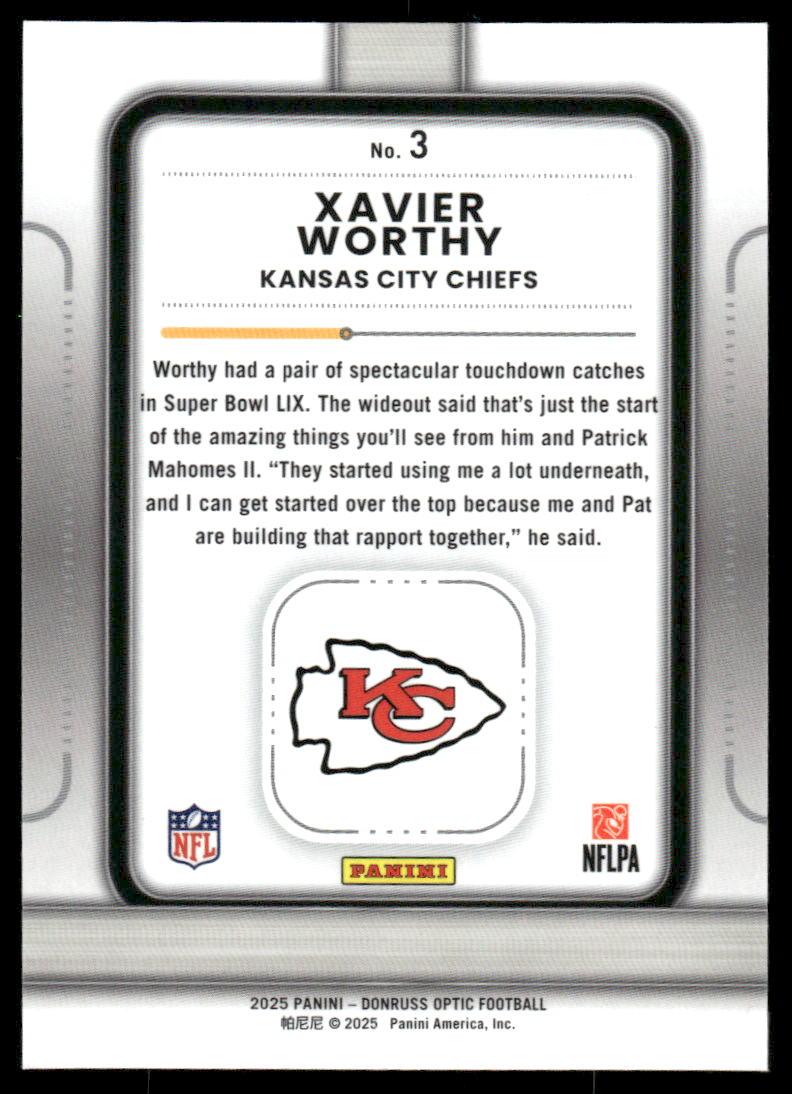 2025 Donruss Optic #3 Xavier Worthy Play Action