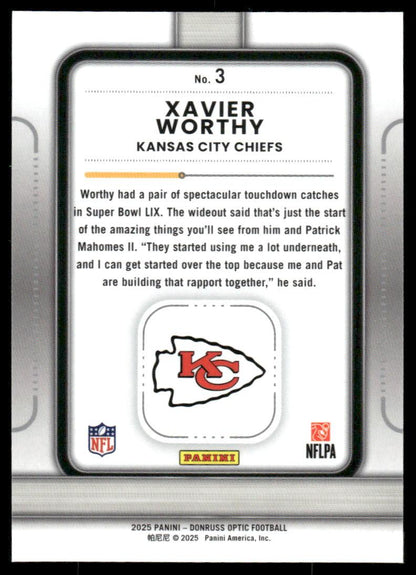 2025 Donruss Optic #3 Xavier Worthy Play Action