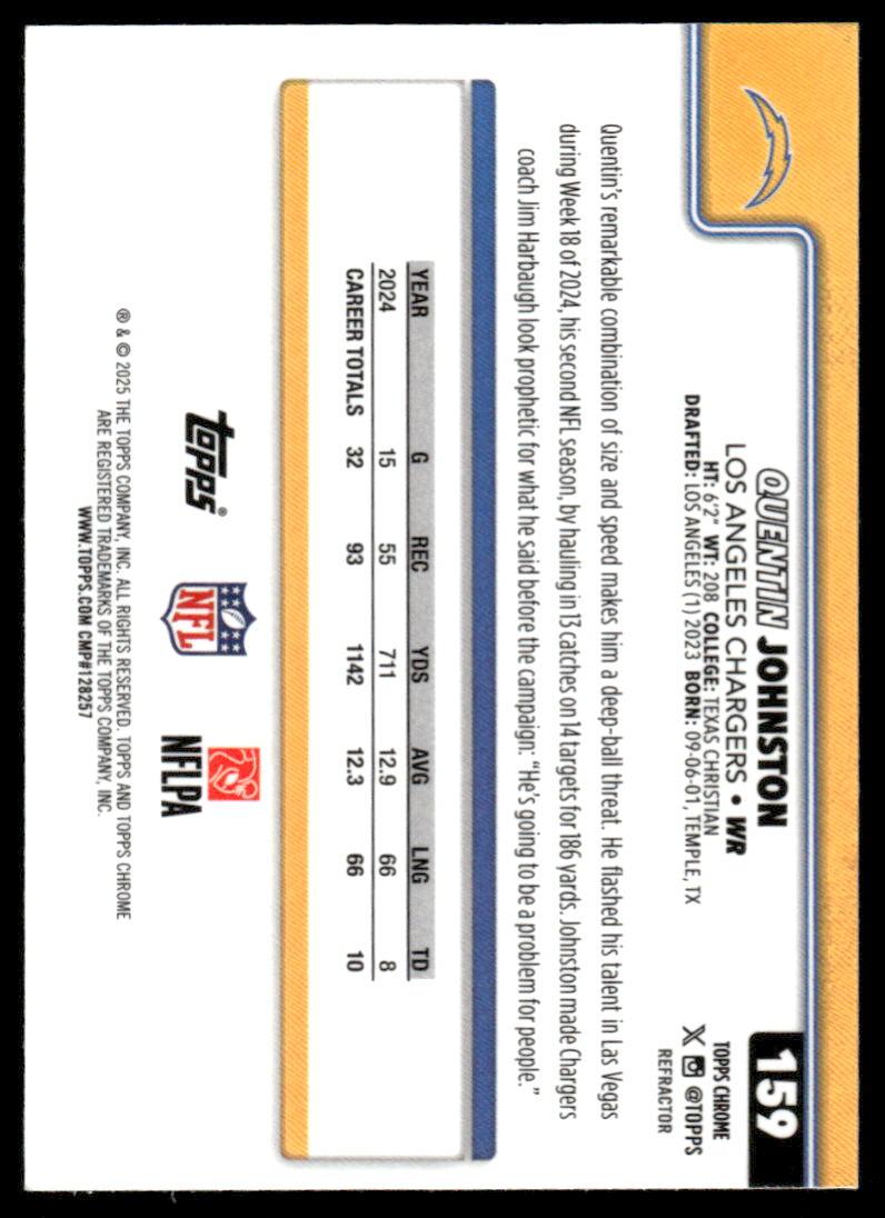 2025 Topps Chrome #159 Quentin Johnston Topps Refractor
