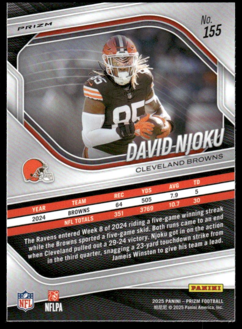 2025 Panini Prizm #155 David Njoku Orange Ice