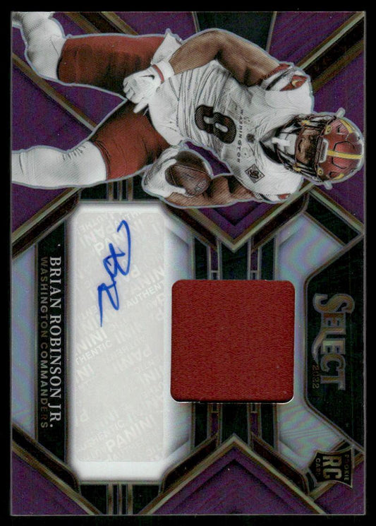 Brian Robinson Jr. Rookie Signature Memorabilia Purple Prizm #/49