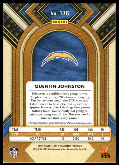 2023 Panini Gold Standard #176 Quentin Johnston Autographs Sapphire #/5