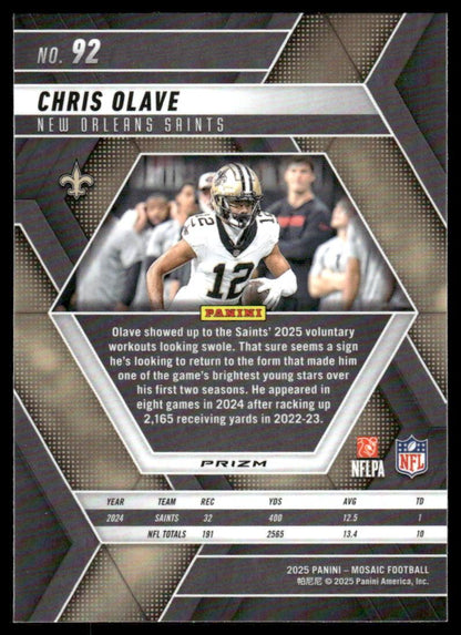 2025 Panini Mosaic #92 Chris Olave Mosaic Genesis