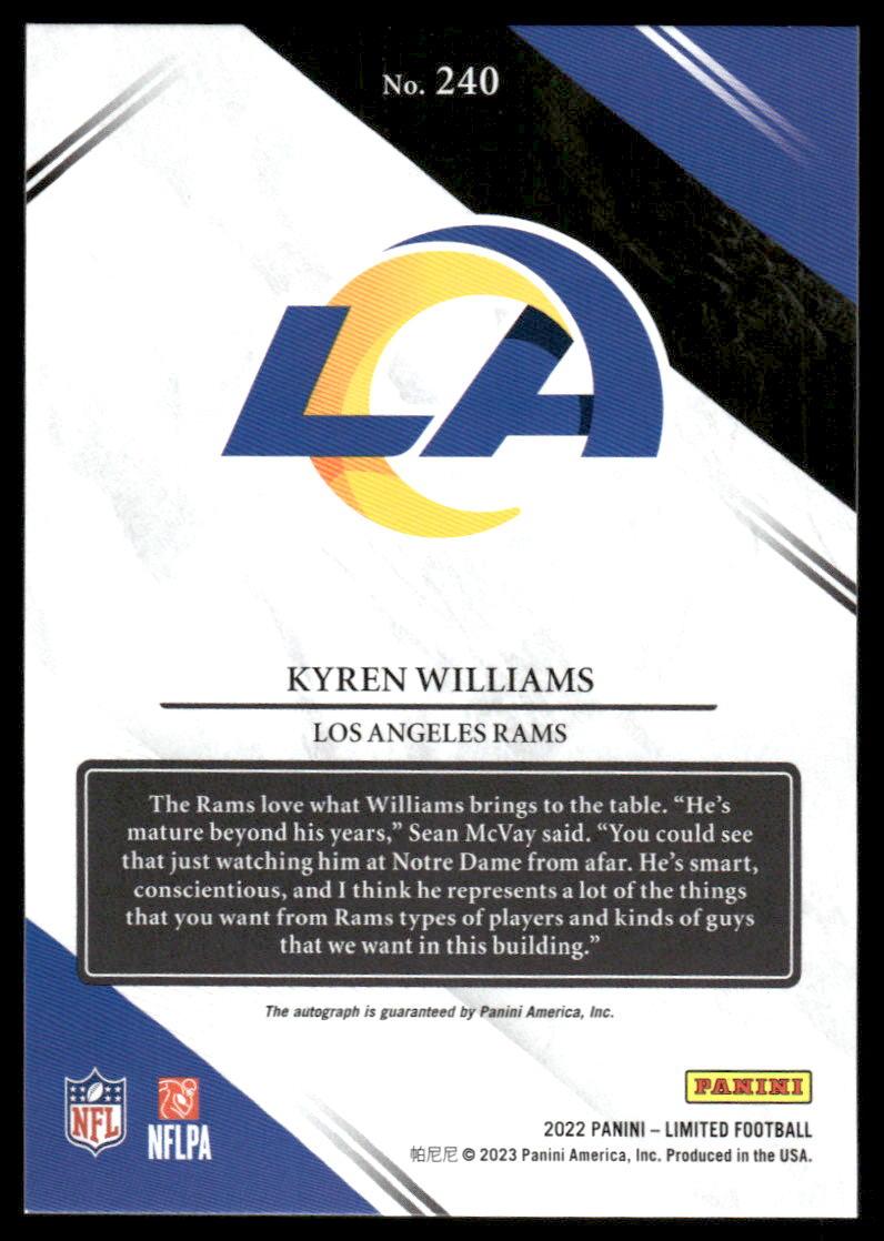 2022 Panini Limited #240 Kyren Williams Ruby Spotlight #/25