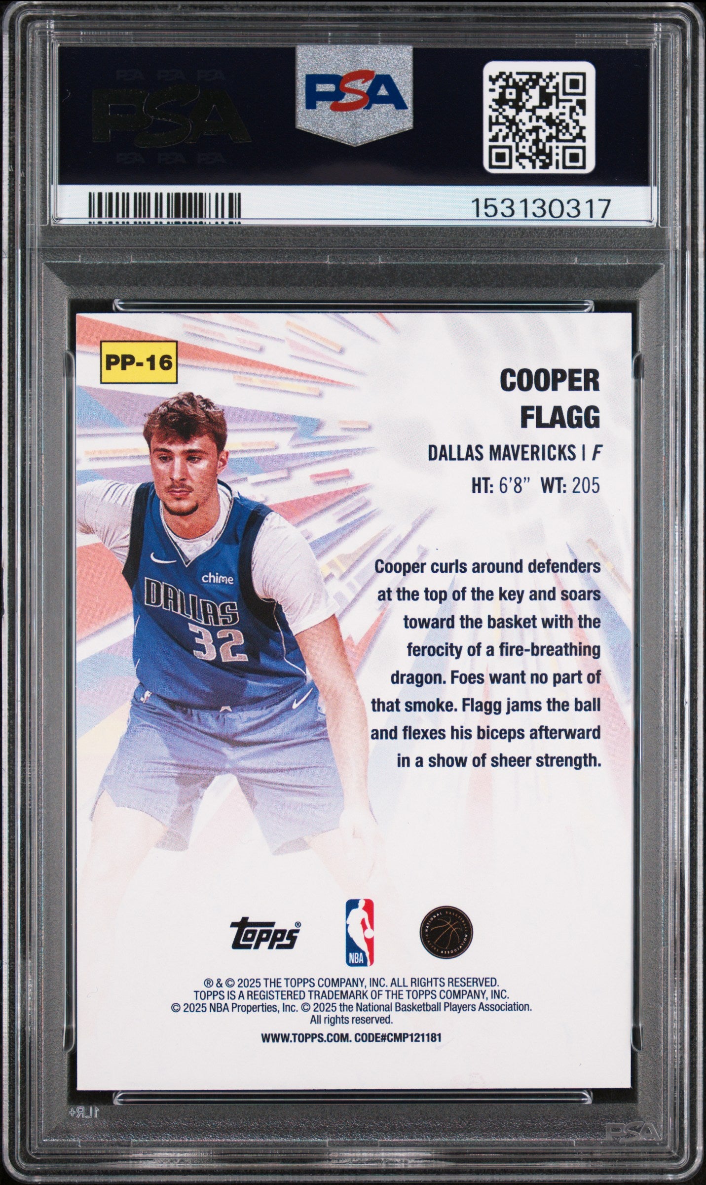2025 Topps Power Players #PP-16 Cooper Flagg Power Players-Holo Foil PSA 9